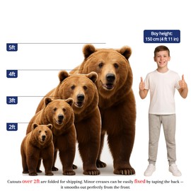 Brown Bear 5FT Life Size Cardboard Cutout – A Fun Animal Standup for Photo Booths, Birthday Parties, and Events