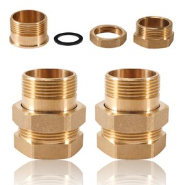 2 pieces brass screw connection 1 1/4 inch, 1 1/4 inch male thread/female brass thread fittings, G1 1/4 brass fitting screw connection, conical sealing, DN32 pipe screw thread fitting