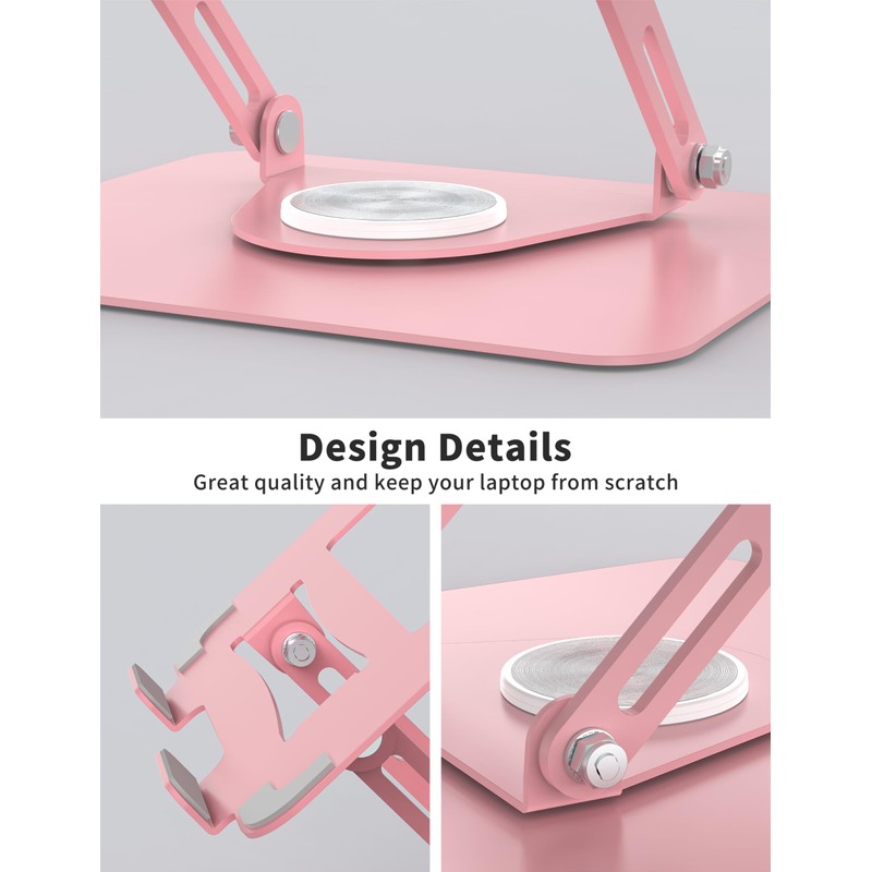 ALASHI Laptop Stand for Desk with 360° Rotating Base, Multi-Angle