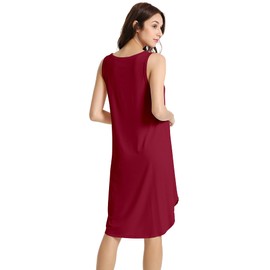 WiWi Viscose from Bamboo Nightgowns for Women Soft Sleeveless Tank Sleep Shirts Plus Size Sleepwear Night Dress S-4X, Wine, Large