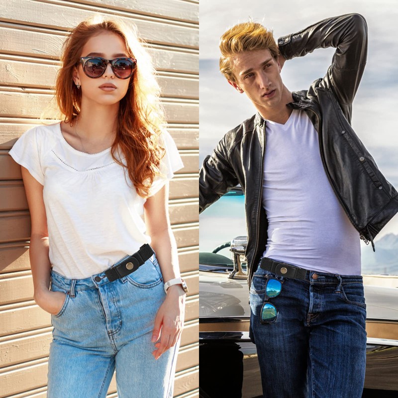 Lusofie 2pcs No Buckle Belt Women，Belt Elastic Comfortable Invisible Belt