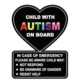 4x5.25 inch 5 PCS Child with Autism on Board Sticker Removable Adhesive Stickers