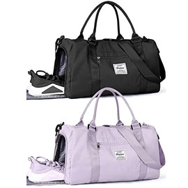 Gym Bag Womens Mens with Shoes Compartment and Wet Pocket,Travel Duffel Bag for Women for Plane,Sport Gym Tote Bags Swimming Yoga,Small Waterproof Weekend Overnight Bag Carry on Bag Hospital Holdalls