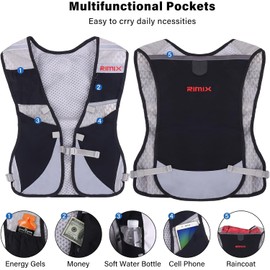 Reflective Hydration Pack Backpack Running Hydration Vest with 2 Pcs Bottles, Running Hydration Vest for Women and Men Cycling Running Camping Hiking Vest Pack