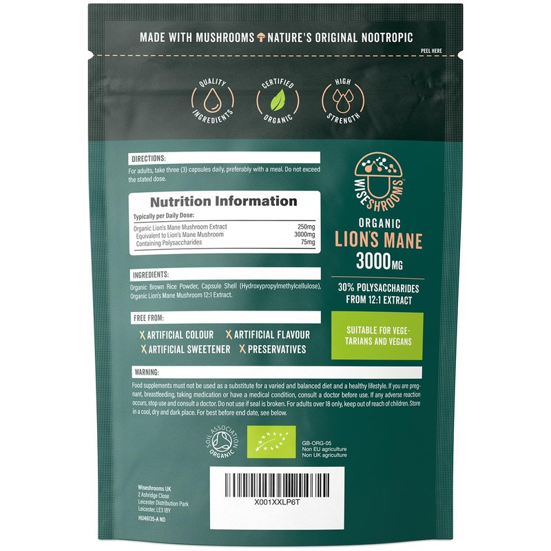 Lions Mane Supplement 3000mg | Organic | High Strength Mushroom