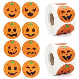 Bcautay 1000pcs Halloween Pumpkin Stickers, Halloween Sticker