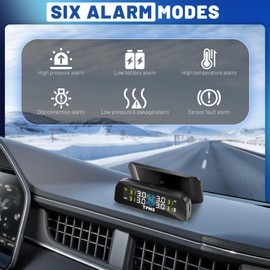 RV Tire Pressure Monitoring System,Tire Pressure Monitor System with Solar Charge,Color LCD Display&6 Alarm Modes,Real Time,TPMS with 4 Sensors, Easy to Install,0-87psi for Car RV SUV MPV Truck Sedan