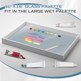 Nuanchu 2 Pcs 12 x 16 Inches Neutral Grey Tempered Glass Palette for Oil Painting Keeps Wet Paint Fresh Scratch Resistant Easy Clean up for Palette Artist Supplies DIY Color Mixing