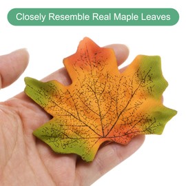 M METERXITY 200-Pack Artificial Maple Leaves, Fake Fall Leaves Faux Autumn Leaves for Thanksgiving/Wedding/Party/Wreaths Decor/Scrapbooking Crafts [Red Yellow Green]