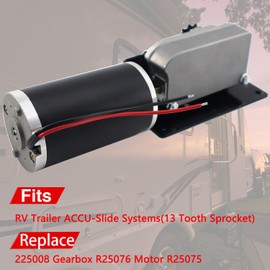 QHHR R25075 Gear Motor Slide Out Motor Drive with R25076-1 Gearbox for Slideout 13 Tooth Sprocket for RV Trailer Replace ‎225008