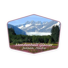 Die Cut Sticker Juneau, Alaska, Mendenhall Glacier, Contour Vinyl Sticker 1 to 3 inches (Waterproof Decal for Cars, Water Bottles, Laptops, Coolers), Small