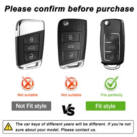 PANPHEN Car Key Cover Compatible with VW polo, Key Protective Case for VW Golf 4/5/6, Skoda, Seat, 3 Buttons TPU car key case (Gold Edge-White)