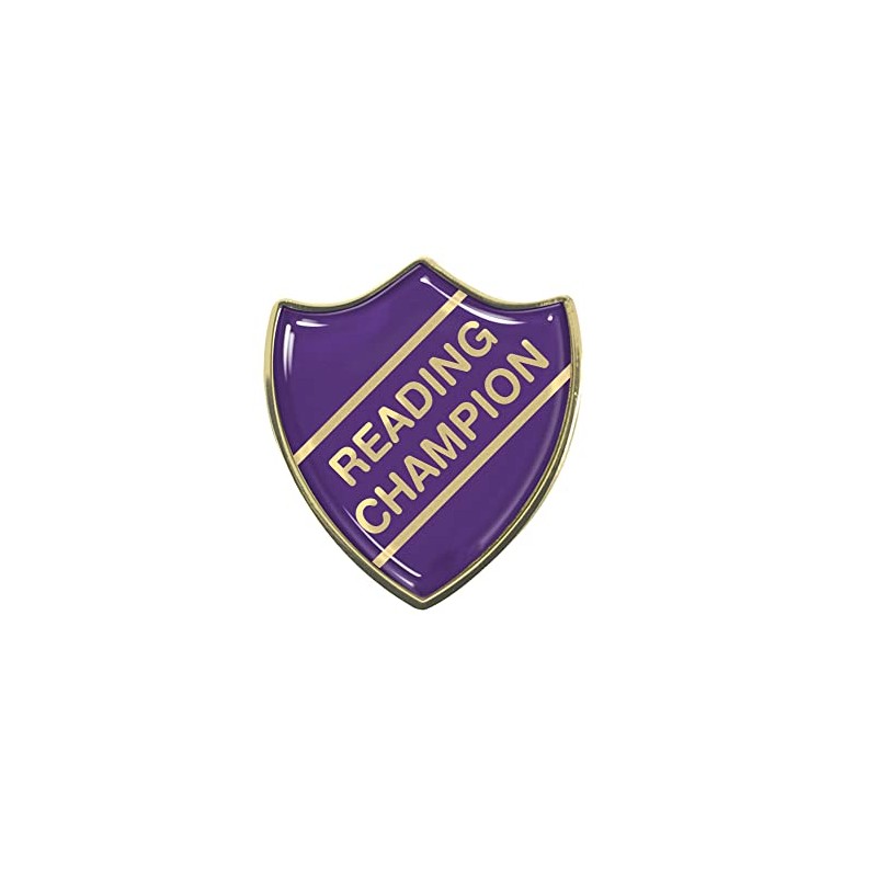 Reading Champion Gel Resin Purple School Shield Badge