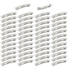 Cinaci 50pcs 6cm Blank Silver Metal Hair Clips French Hair Clips for Women Girls Hair Accessories