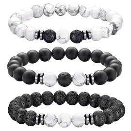JUZICHEN 2-3 pieces pearl bracelet men, tiger eye natural stone bracelet beads for men, 8 mm pearl bracelets for men, pearl bracelets, men's jewellery gifts, Father's Day gift, Stainless Steel