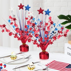 Qunclay 26 Pcs Carnival Mardi Gras Decorations Metallic Festival Decorations Star Centerpieces for Tables Carnival Celebration Supplies Decor for Memorial Day