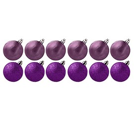 Davies Christmas Decoration 12 Pack 30mm Glitter / Plain Baubles (DP) - PURPLE
