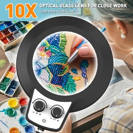 KUVRS Helping Hands Soldering Station, 10X Magnifying Glass with Light and Stand, Third Hand Soldering Tool Magnetic, Infinite Color Solder Magnifier for Repair Hobby Craft(10X PCB Arm Rotary Switch)