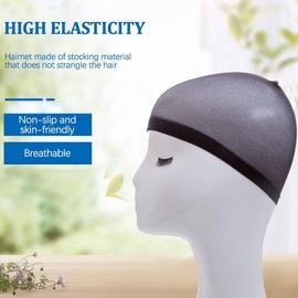 WOLMIK 8 Stück Haarnetz Nylon Wig Cap Perücke Kappen, Perückenkappe Set Perückennetz Unterziehhaube Dehnbare Elastische Atmungsaktive 4 Beige Perückenkappen, 4 Schwarze Haarnetz