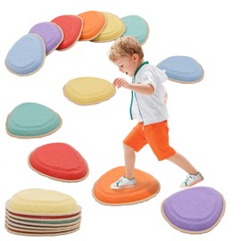 Kids Balance Stepping Stones 6PCS Stackable Balance Blocks Non-Slip River Stones Toy Indoor Outdoor Play Equipment Balance Beam Game for Obstacle Course Sensory Play for Children and Toddlers