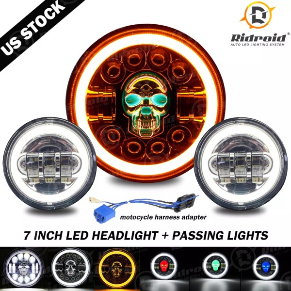 RIDROID For Harley Heritage Softail Classic RGB 7" LED Headlight