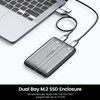GiGimundo Dual-Bay M.2 NVME SATA SSD Enclosure, Tool Free M.2
