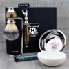 5 Piece Shaving Set Synthetic Shaving Brush Shaving Stand and