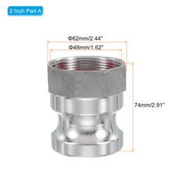 sourcing map 2 Pack 2" Aluminum Cam Lock Fittings - Male Adapter x Female NPT Thread, Quick Disconnect Coupling Cam Lock Hose Fitting, Corrosion Resistant (Part A Cam Groove Type)