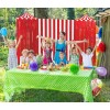 NE-AS Red White Stripe Circus Tent Wall Backdrop Carnival Party