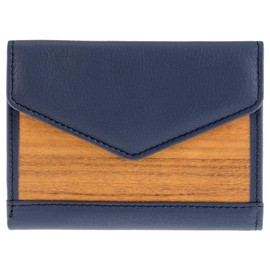 Sebastian Sturm Linda Women's Purse Genuine Wood and Leather in Blue Small, amazaque navy blue