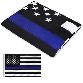 FLAGBURG Thin Blue Line Flag, U.S. Flag with Thin Blue Line 4x6 FT, Durable 100% Recyclable Nylon Flag with Embroidered Stars and Sewn Stripes,Outdoor Indoors Fallen Officer Flag with Brass Grommets