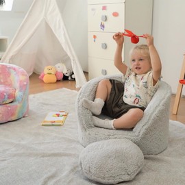 ALIMORDEN Snug-Arch Toddler Couch, Comfy Foam Baby Chair, Ergonomic Toddler Chair with a Snug Embrace Design for Boys and Girls, Light Grey