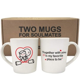 BoldLoft Together is My Favorite Place to Be Couple Coffee Mugs-Matching Coffee Mugs for Couples His and Hers Gifts for Wedding Anniversary Birthday Love Mugs for Him and Her