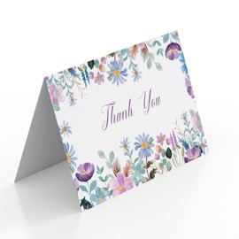 BZHTRMK 20PCs, Elegant Floral Surrounded Thank You Cards with Envelopes – All Occasion Greeting Cards, Grateful Notes with Glitter Stickers, 4x6 inch.