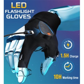 Led Flashlight Gloves Gifts for Men Dad, Handy Cool Gadgets,Led Gloves for Mechanic Car Guy Repairing, Fishing, Camping (Blue)
