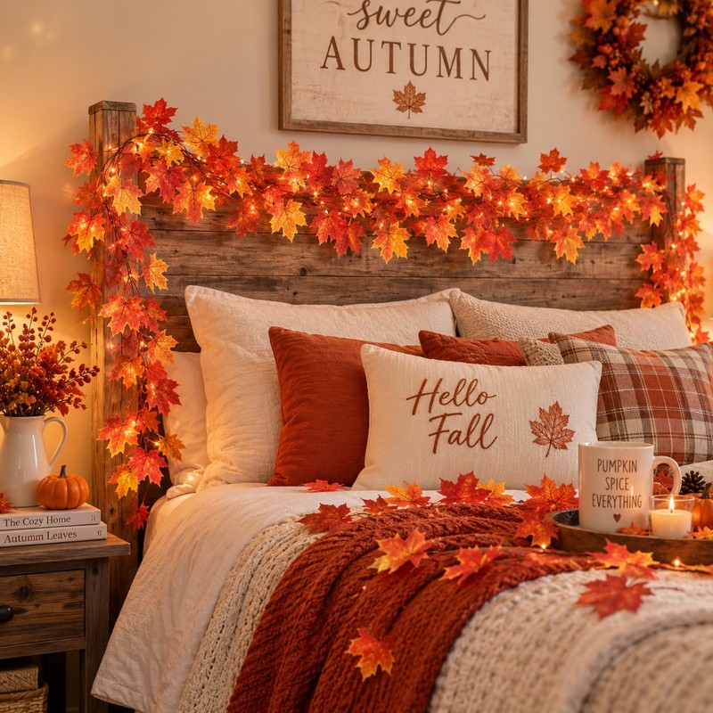 12 Pack Autumn Fall Leaf Garland, 84ft Hanging Fall Vines