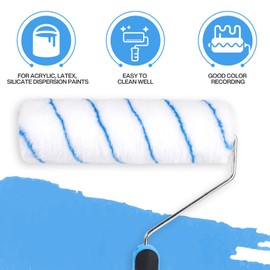 POWZOO Set of 12 Paint Roller Set, Painting Accessories, with XXL Paint Tray, Cover Film, Paint Roller Hanger, Paint Brush, Paint Brush, Masking Tape, Paint Brush Set for Painting Work and Renovation