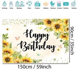 Birthday Background Sunflower Birthday Photography Background Girl/Woman Happy Birthday Party Decorations Supplies 150 cm