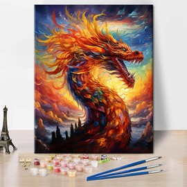 TISHIRON Dragon Paint by Numbers for Adults Beginners, Mythical Animals Paint by Numbers Fantasy DIY Acrylic Painting Kits Children Paint by Numbers Kits Art for Adults, 16 x 20 Inches