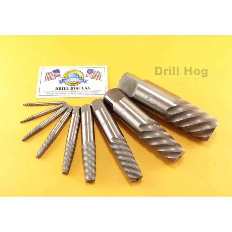 Drill Hog 9 Pc Jumbo Spiral Easy Out Set Round