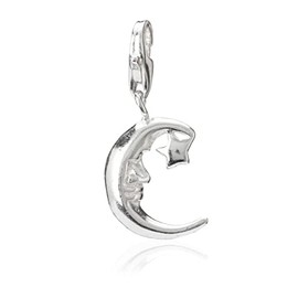 NKlaus 15352 Women's Crescent Moon Charm Pendant 925 Silver 12 x 9 mm Charms for Charm Bracelet Amulet, Silver