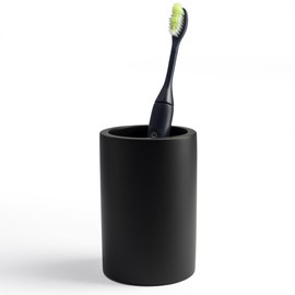 JO LAVIE Matte Black Resin Bathroom Tumbler Cup - Matte Black Toothbrush Holder, 4x2.75 Inch, 12oz Capacity, Minimalist Vanity Countertop Organizer (Black)