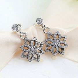 PAHALA 925 Sterling Silver Lace Floral Motif Drop Earrings