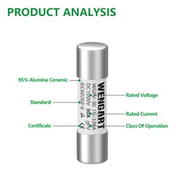 Wengart Solar Fuses WGPV-30, DC1000V 30A, 10 x 38 mm, I133kA, Fast Photovoltaic Fuses for Solar Photovoltaic Applications, Pack of 10