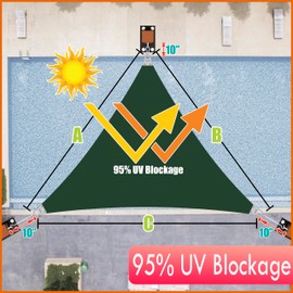 ColourTree Super Ring 26' x 26' x 26' Green Triangle Sun Shade Sail, Commercial Grade UPF50 Canopy, Reinforced Corners & Edges, 260 GSM Fabric Heavy Duty -3 Years Warranty (We Make Custom Size)