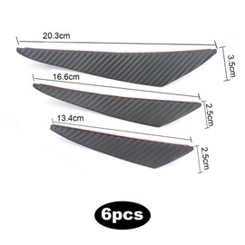 6 PCS Front Bumper Lip Fin Bumper, Car Spoiler Canards Kit, Front Bumper Side Canards Splitter Fins, Soft Fins Spoiler Canards Kit for Car Body, Universal Front Bumper Lip Splitter for Car Body