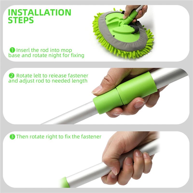 CarCarez 3 in 1 Microfiber Car Wash Brush Cleaning Mop