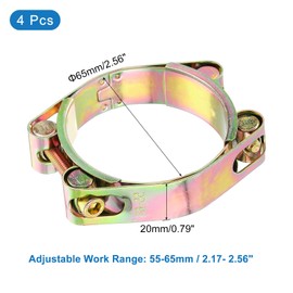 uxcell 4 Pack T-Bolt Hose Clamp, 0.8" Heavy Duty Adjustable Tube Clamps Radiator Hose Clamp Working Range 55-65mm for 2.17"-2.56" Hose ID Intake Soft Hose Intercooler Clamp