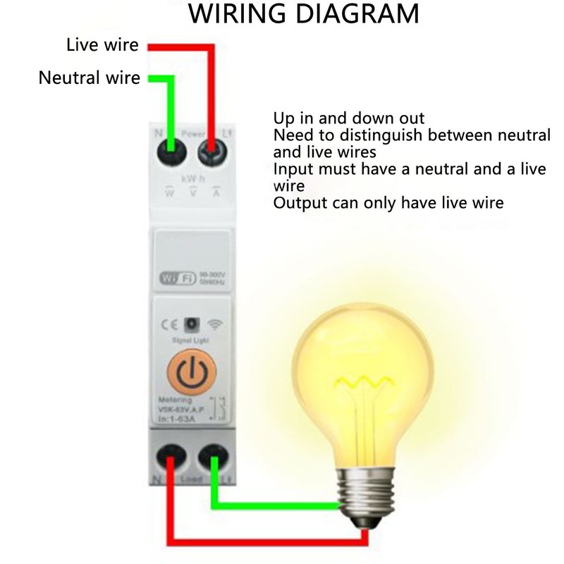 WiFi Switch Circuit Breaker 1P 63A Remote Voice Control Timing