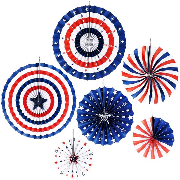 Hanging Paper Fan Party Set, Red/White/Blue Hanging Paper Fan Set,